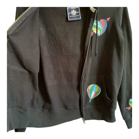 PINK Victorias Secret Jacket Womens S/P Black Logo Bling Sequin Hoodie Full Zip - Picture 11 of 14